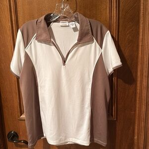 IZOD XFG Short Sleeve Top, White and Brown